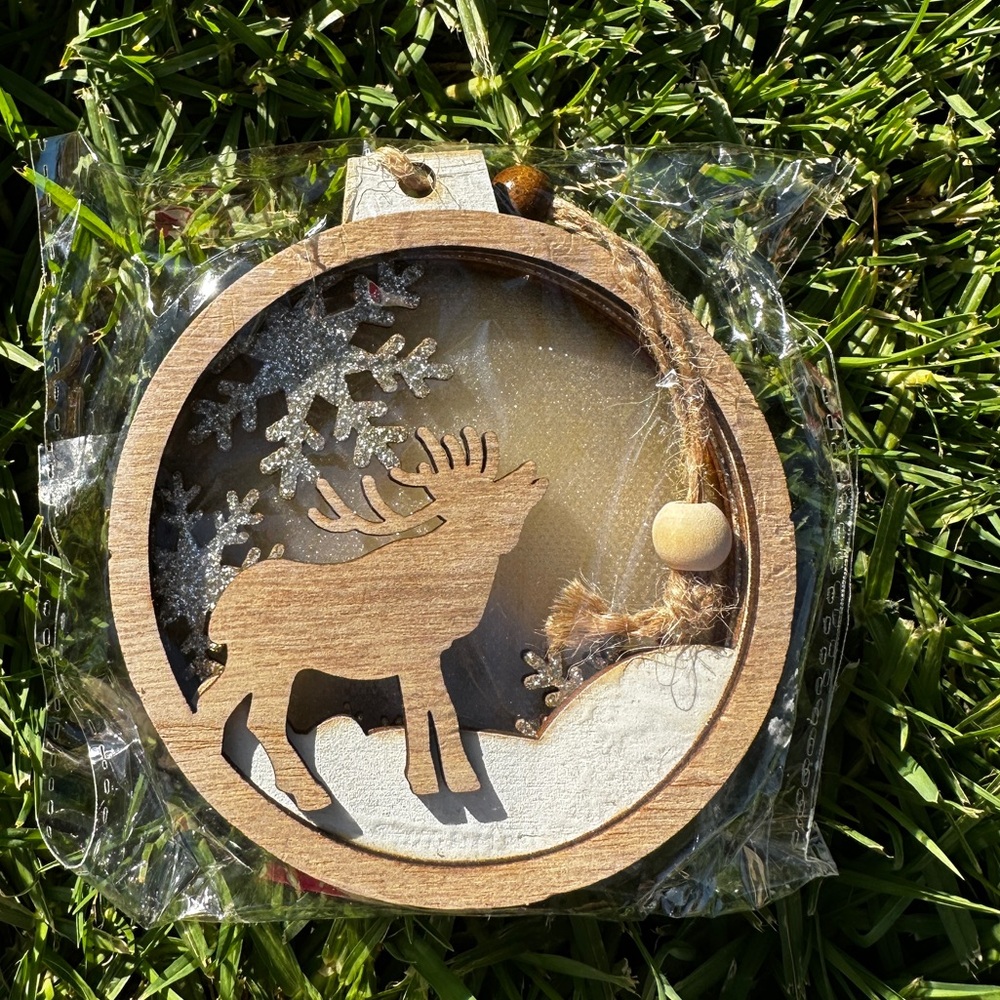 Wooden Reindeer Holiday Ornament